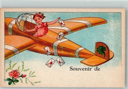 Mädchen an Bord eines Flugzeuges lässt Briefe zu Boden fallen