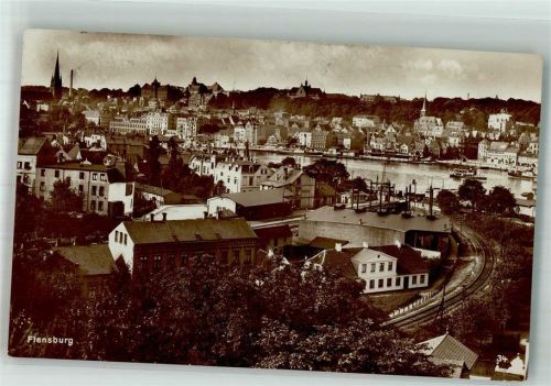 Flensburg 1926 Panorama der Stadt an der Förde mit Nikolaikirche Fotograf Thomsen