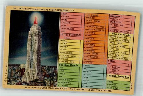 New York City 1951 Empire State Building bei Nacht