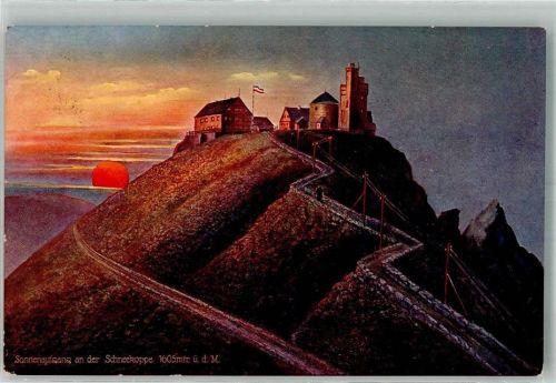 Schneekoppe 1914 Hotel Wetterstation Sonnenaufgang