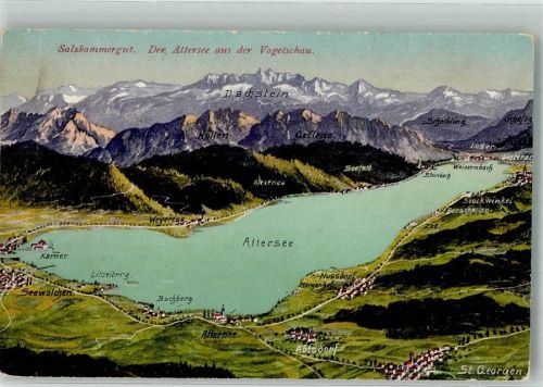 Attersee Vogelschau Attersee Photochromiekarte