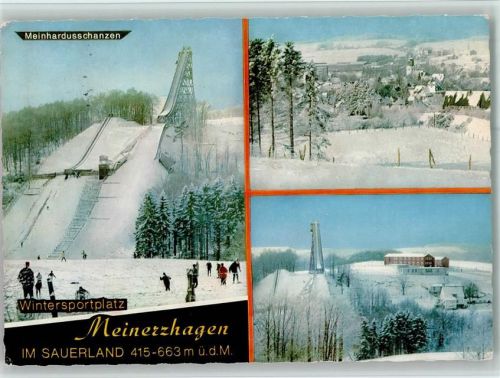 W5882 Meinerzhagen Meinhardusschanzen Winteruafnahme 3-Bildaufnahme Wintersport