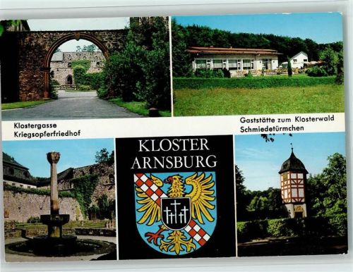 Lich Kloster Arnsburg Klostergasse Kriegsopferfriedhof Gaststätte zum Klosterwald Schmiedetürmchen