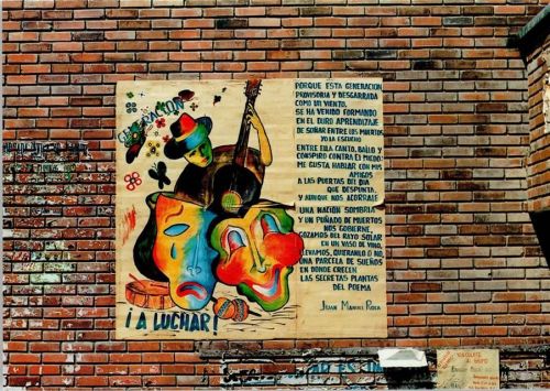 Wandmalerei Kolumbianischer Widerstand A Luchar Graffiti