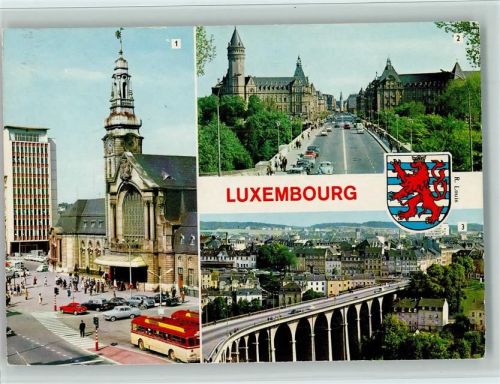 Luxembourg Busse am Hauptbahnhof und zwei Brücken AKU2