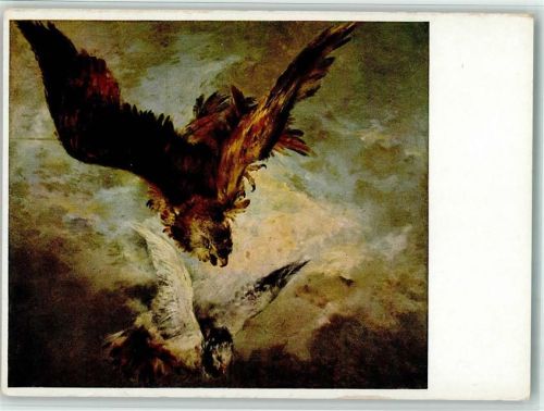 Falke jagt Eule, Adolph von Menzel, gute Erhaltung