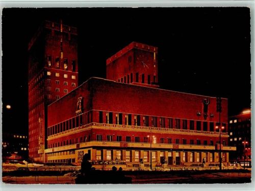 Oslo Kristiania - Rathaus bei Nacht