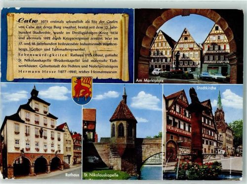 Calw Am Marktplatz Rathaus St. Niolauskapelle Stadtkirche Chronik