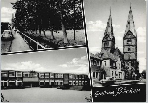 Bücken Auto Kirche Baum Zaun Fluss