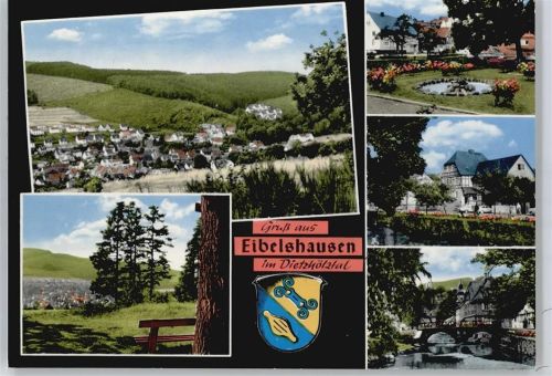 Eibelshausen Bank Baum Haus Springbrunnen Fluss Brücke
