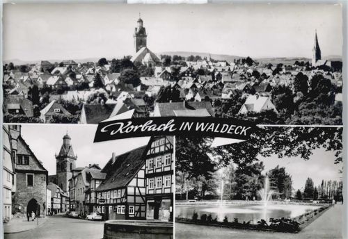 Korbach Brunnen Park Auto Straße Gesamtansicht