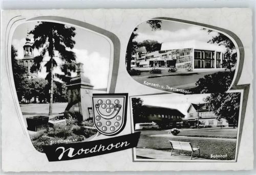 Nordhorn THeater Bahnhof Bank Brunnen Auto Baum