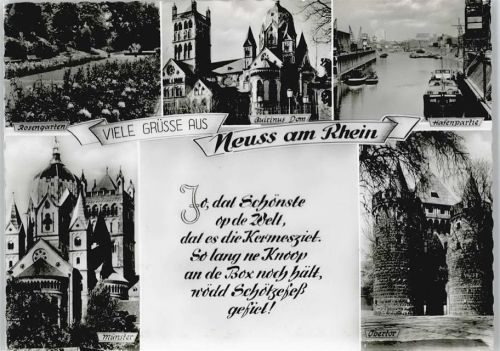 Neuss Hafen Fluss Schiff Rosengarten Tor Dom