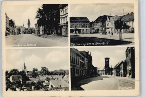 Dahme Hauptstraße, Rathaus, Thälmann-Platz, Schule, Kirche, Vogelturm