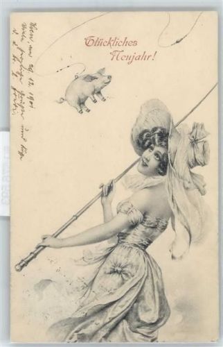 Frau angelt Schwein