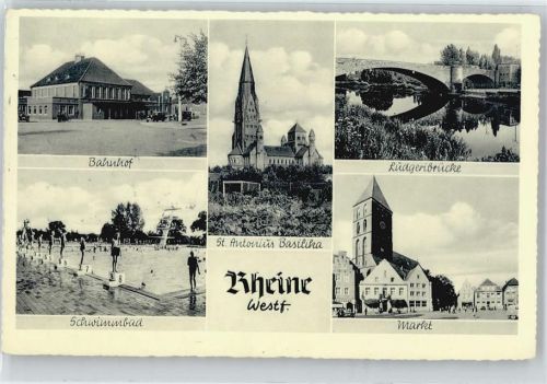 48429 W4440 Rheine - Bahnhof Kirche Brücke Markt Schwimmbad