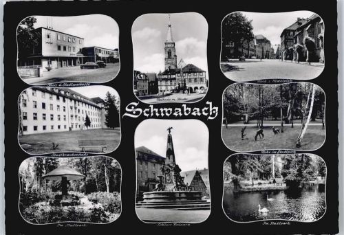 Schwabach Sparkasse, Krankenhaus, Stadtpark, Brunnen, Marktplatz, Rathaus