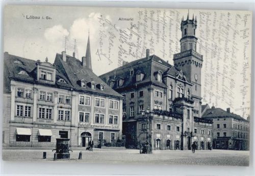 Löbau Altmarkt, Hotel, Restaurant goldenes Schiff, Rathaus