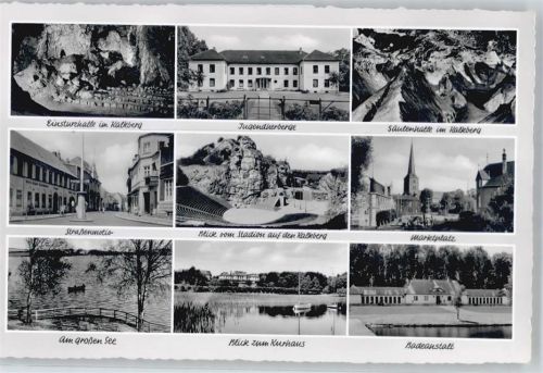 Bad Segeberg Einsturzhalle im Kalkberg, Straßenpartie, JUgendherberge, Säulenhalle, Marktplatz, Kurhaus