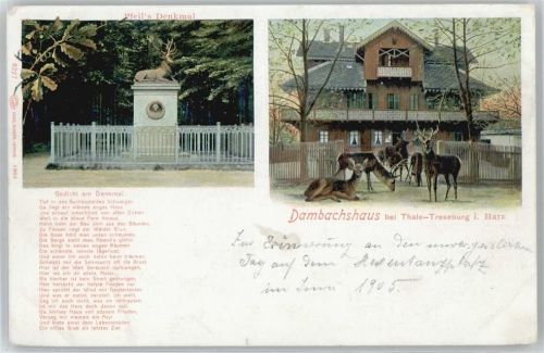 Treseburg Dambachshaus, Gedicht am Denkmal, Pfeil´s Denkmal