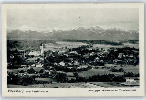 Ebersberg Blick vom Aussichtsturm gegen Wendelstein, Venedigergruppe