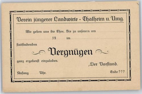 Thalheim Einladung vom Verein jüngerer Landwirte