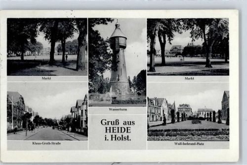 Heide Markt, Klaus-Groth-Straße, Wasserturm, Wulf-Isebrand-Platz