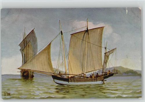 1905 - 1910 Nr. 125 Segelboot von Sumatra 18. Jahrh. Künstler sign Rave
