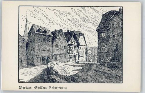Marbach Schiller´s Geburtshaus, Federzeichnung