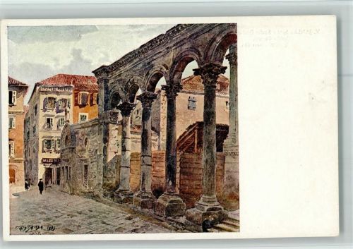 Split Peristil Hauptplatz des Palastes Ruine sign. V.Jansa