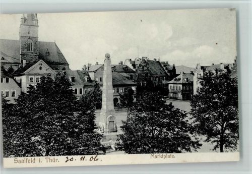 Saalfeld 1906 Marktplatz Denkmal
