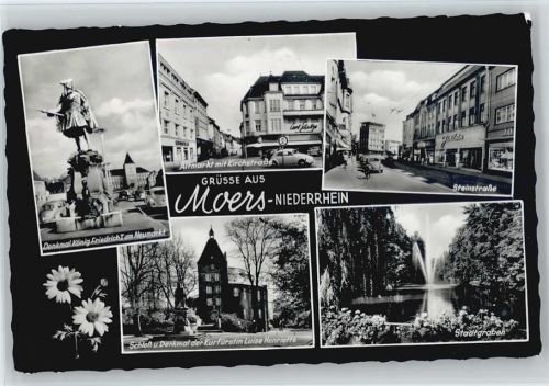 Moers Denkmal König Friedrich 1. Neumarkt Altmarkt Kirchstraße VW-Käfer Steinstraße Schloß Denkmal Kurfürstin Louise Henriette Stadtgraben