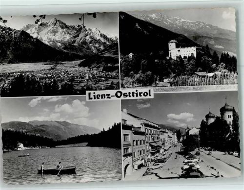 Lienz Ortsansichten Burg Gesamtansicht Ruderboote 4-Bildaufnahme