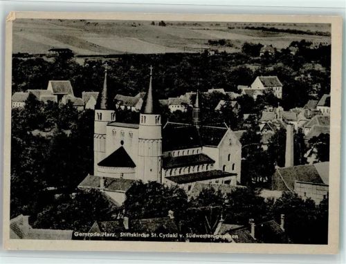 Gernrode 1950 Stiftskirche St. Cyriaki v. Südwesten gesehen Ortsansicht