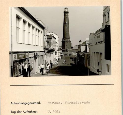 Borkum Strandstraße Leuchtturm Foto montiert auf Karton
