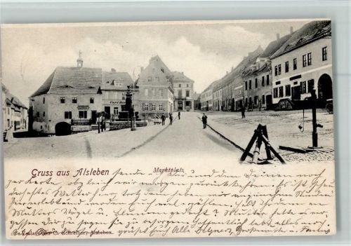 Alsleben 1901 Marktplatz Brunnen