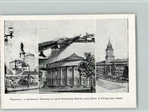 Warschau Mickiewicz Denkmal Kierbedzia Brücke Königlicher Palast