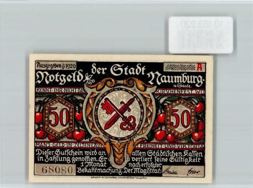 Naumburg Notgeld Kirschen Scherenschnitt