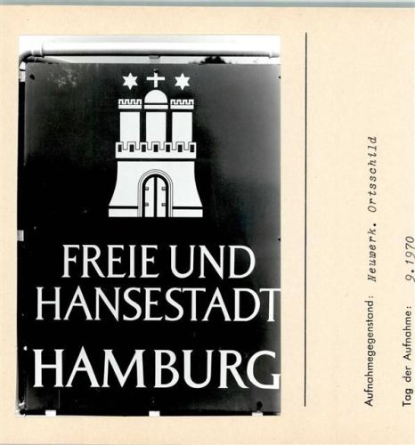 Hamburg-Insel Neuwerk Foto montiert auf Karton Ortsschild