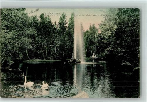 Kaufbeuren Partie in den Jordan-Anlagen Schwäne Springbrunnen