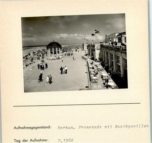Borkum Promenade mit Musikpavillon Foto montiert auf Karton