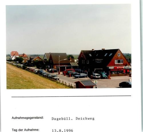 Dagebüll Deichweg Spar-Markt Foto montiert auf Karton