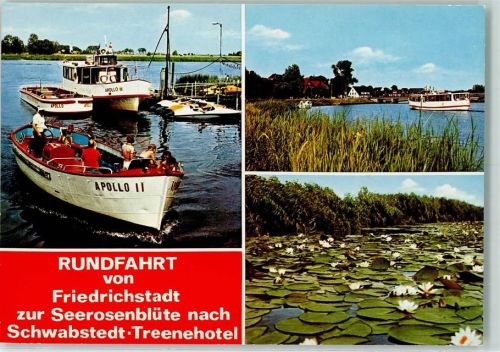 Friedrichstadt Rundfahrt Friedrichstadt Schwabstedt Treenehotel Seerosenblüte Schiff Apollo II