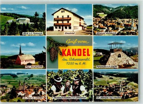 Kandel Berghotel Waldkirch Pius-Bergkapelle Pyramide auf dem Gipfel Trachtenmädchen aus dem Glottertal St. Märgen