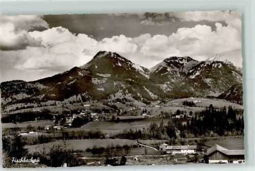 Fischbachau Blick auf Fischbachau mit Breitenstein und Wendelstein Rückseite mit Abschürfungen bzw Kleberesten