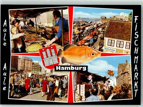 Hamburg Rückseite mit Abschürfungen bzw Kleberesten Fischmarkt Kateg. okay?