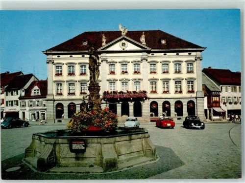 Gengenbach Rückseite mit Abschürfungen bzw Kleberesten Marktbrunnen Rathaus