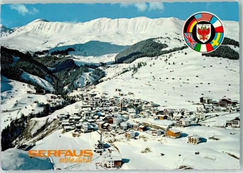 Serfaus Fliegeraufnahme mit komperdell-Schigebiet Winter