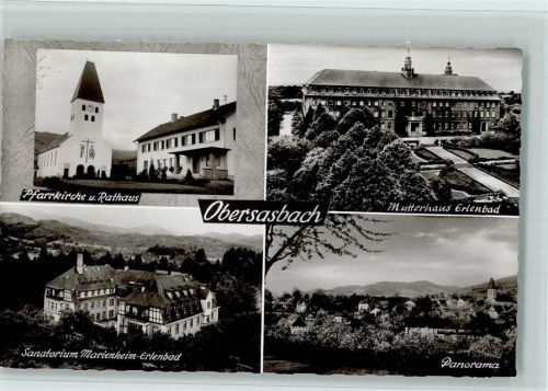 Obersasbach Pfarrkirche und Rathaus Mutterhaus Erlenbad Sanatorium Marienheim-Erlenbad Panorama 4-Bildaufnahme