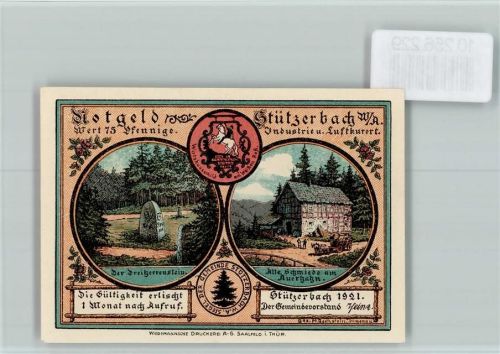 Stützerbach Notgeld Runkelrüben Blasrohr-Vogelschießen Dreizerrenstein Schmiede Wappen